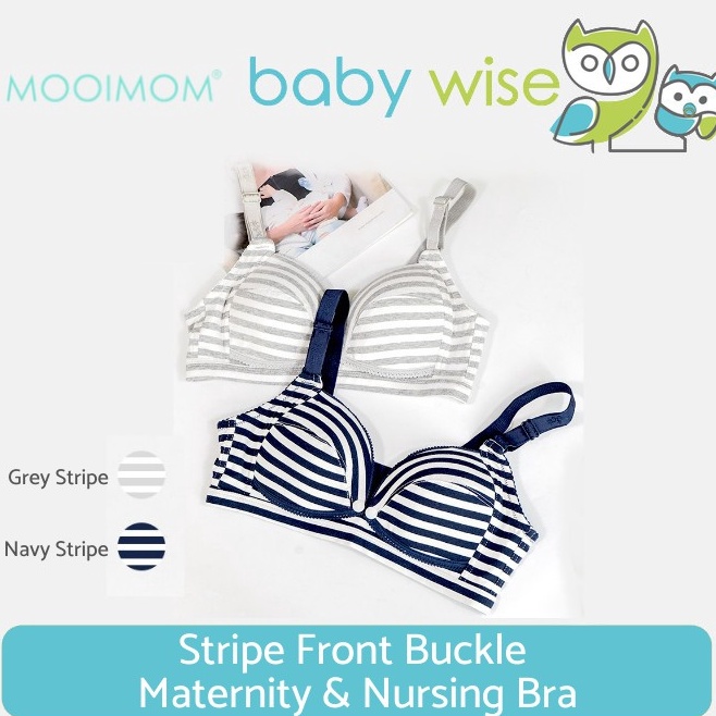 KODE B26T MOOIMOM Basic Stripe Front Buckle Maternity  Nursing  Bra Menyusui  Hamil  BH Wanita  Paka