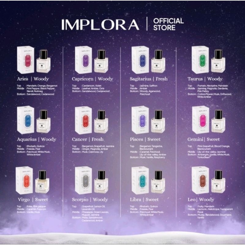 Implora Zodiac Series Eau De Parfum 30ml - Parfum Implora | Implora Parfum