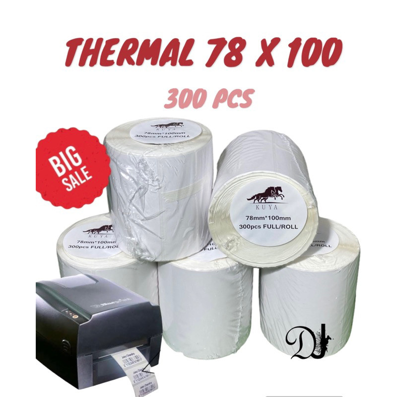 

300 Pcs Kertas Thermal 78 x 100/80 x 100 Sticker Label Thermal