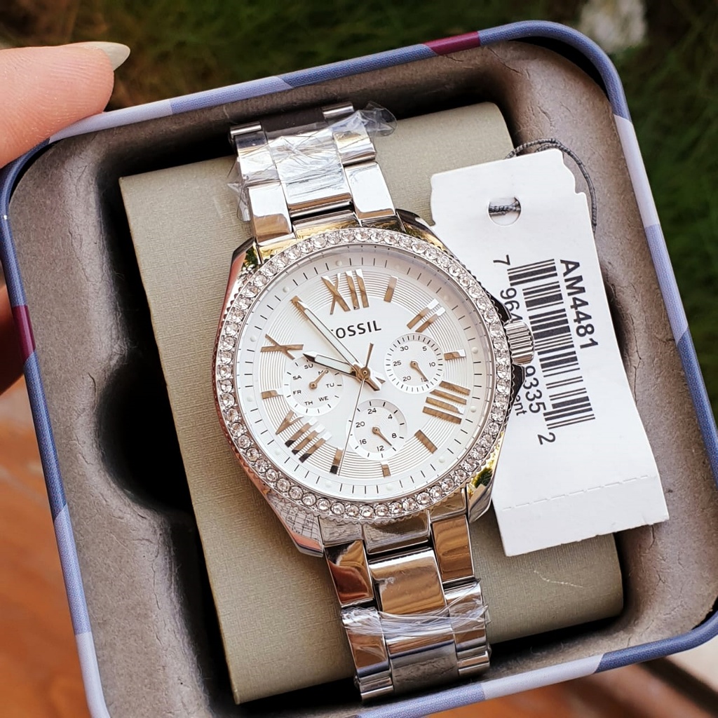 Jam Tangan Wanita FL AM4481 Ce*ile Multifunction Diamond White Dial Silver Steel