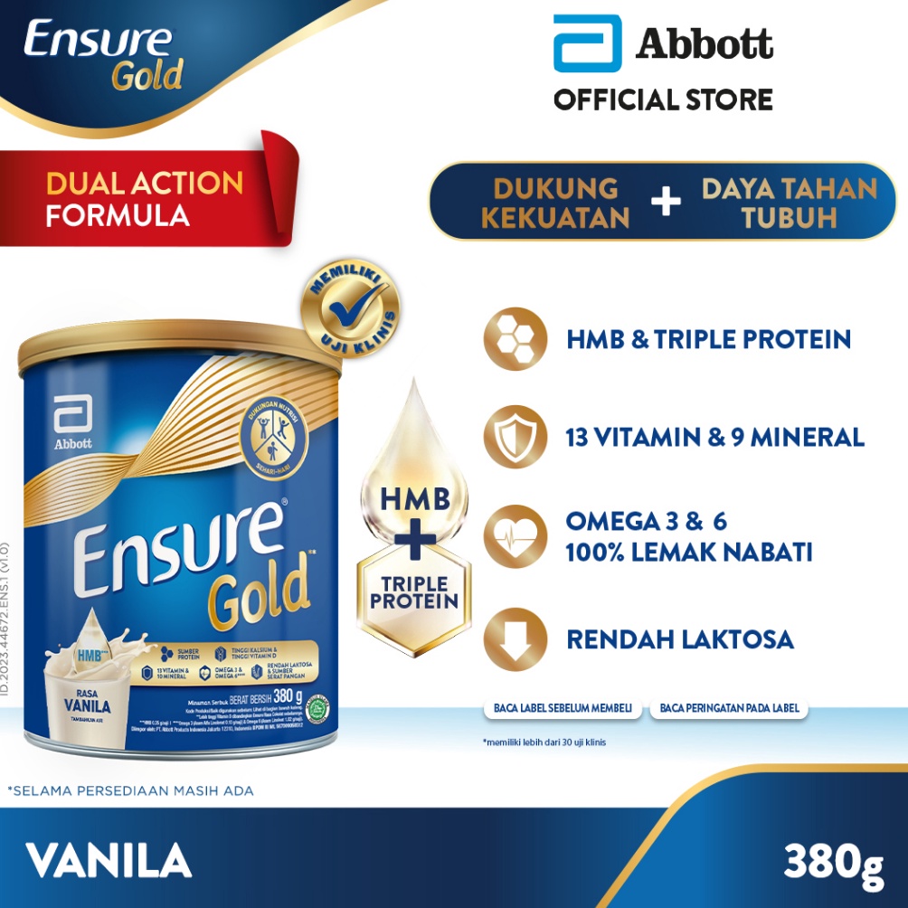 

Termurah Ensure Gold HMB Vanila 38 g Nutrisi Dewasa Rendah Laktosa