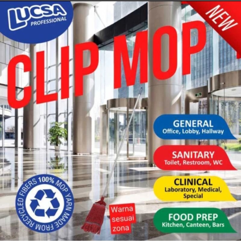 Pel Jepit lucsa / Clip mop lucsa tebal ga gagang alumunium panjang/ Pel jepit kantor