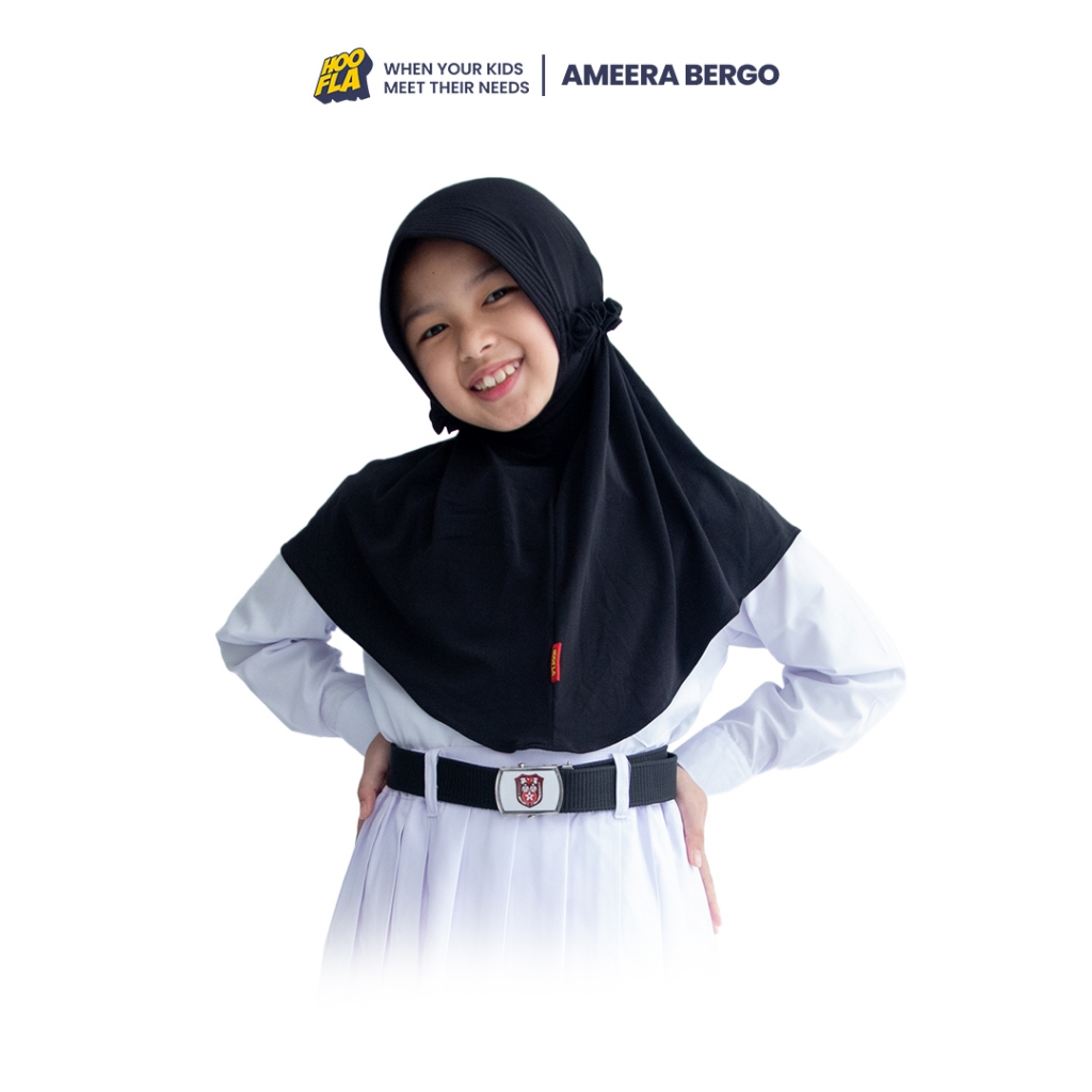 Hoofla Ameera Kerudung Anak Perempuan Bergo Hitam