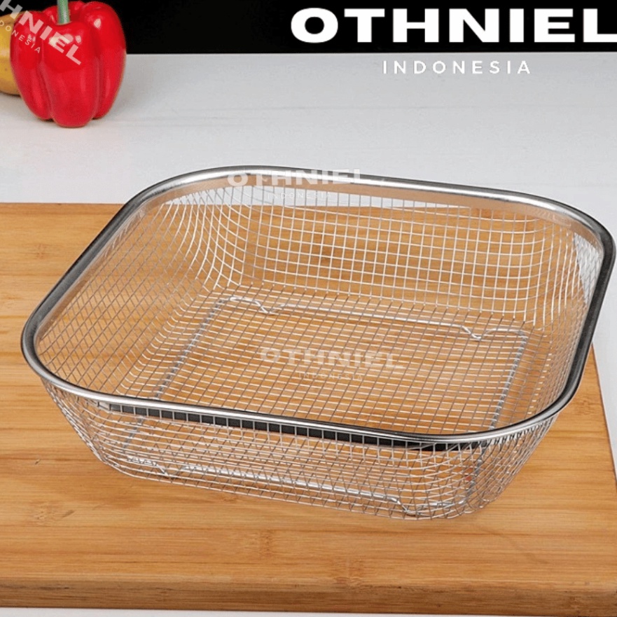 Cashback Othniel  Saringan Stainless Keranjang Kotak Peniris  Tirisan Minyak Gorengan Buah Dan Sayur