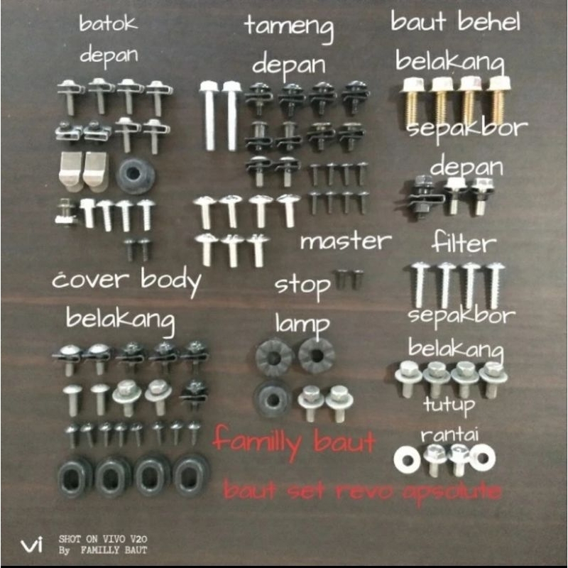 BAUT LENGKAP BODY MOTOR / BAUT FULL SET BODY REVO ABSOLUTE DAN REVO FIT