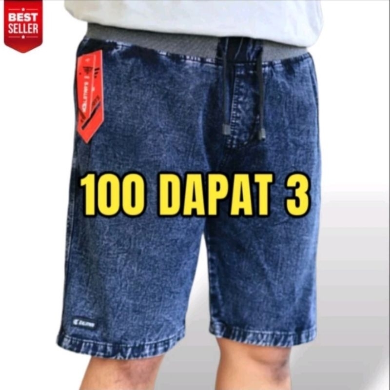Promo celana pendek jeans pria dewasa grosis kolor chinos pinggang karet cowok jogger boxer jians