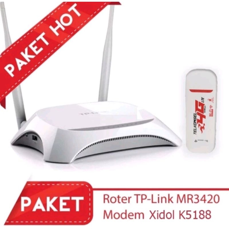 Paket Router TPLINK MR3420 + USB MODEM WIFI WINGLE 4G LTE Unlock All GSM