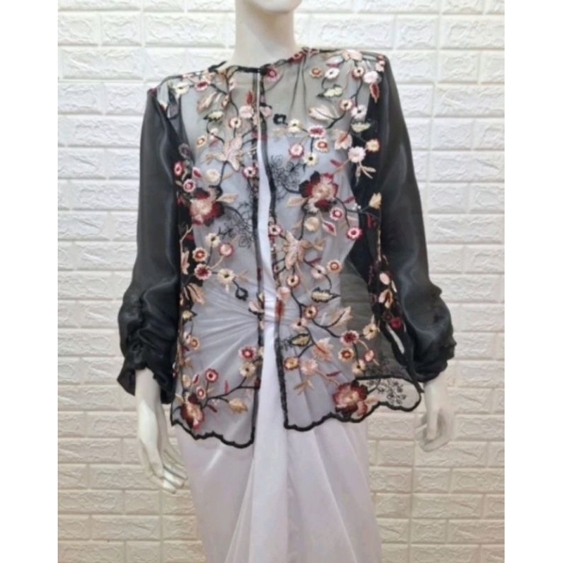 black flower outer organza