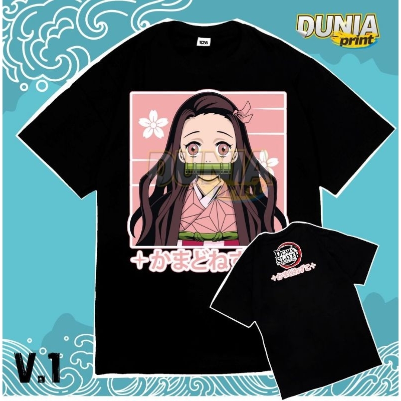 (free sticker + ganci demon slayer)KAOS ANIME DEMON SLAYER NEZUKO KAMADO TERBARU ORIGINAL POLYCOTTON