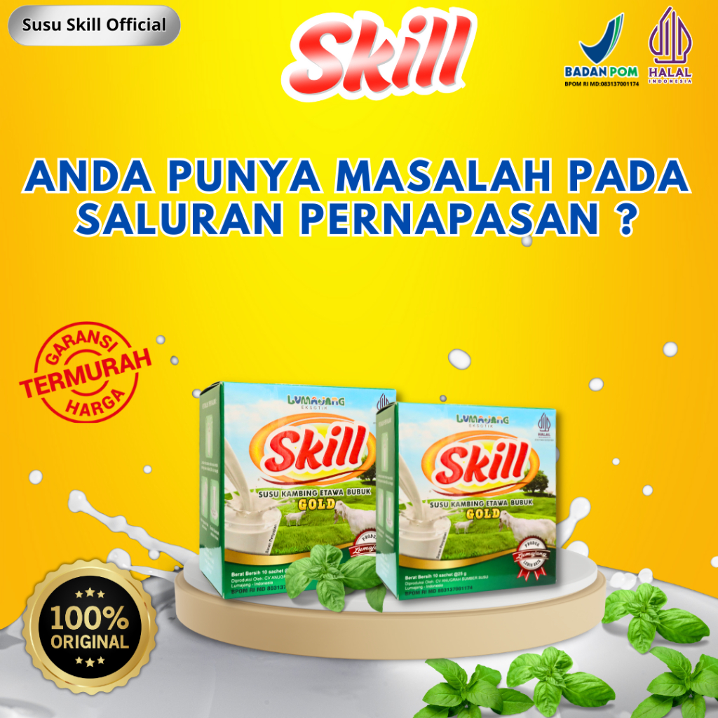 

Cegah masalah pada saluran pernapasan dengan - Etawa Skill Susu Etawa Herbal Official 1 Box Sachet 100%