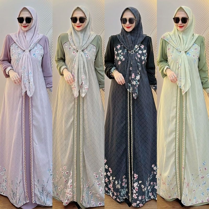 Set Gamis Jilbab Dinda Dress ori Shinbie