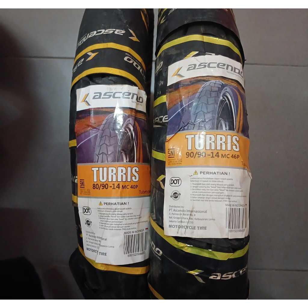 (Paket 80/90-14 & 90/90-14 ) Ban Non Tubeles ASCENDO Turris