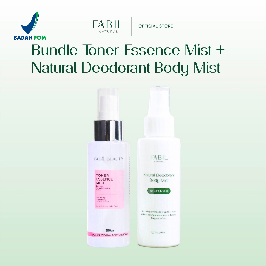 [2 pcs] Fabil Bundle Toner Essence Mist + Natural Deodorant Body Mist - Paket Skincare Bodycare Mele