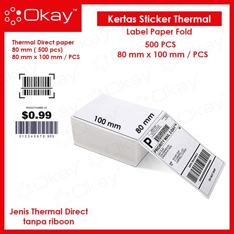

Kertas LABEL STICKER PER lembar ISI 500 PCS UKURAN 80X100 mm