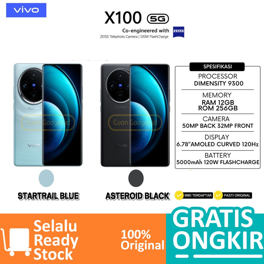 VIVO X100 5G 12/256 Mediatek MT6989 Dimensity 9300 (4 nm) GARANSI RESMI INDONESIA