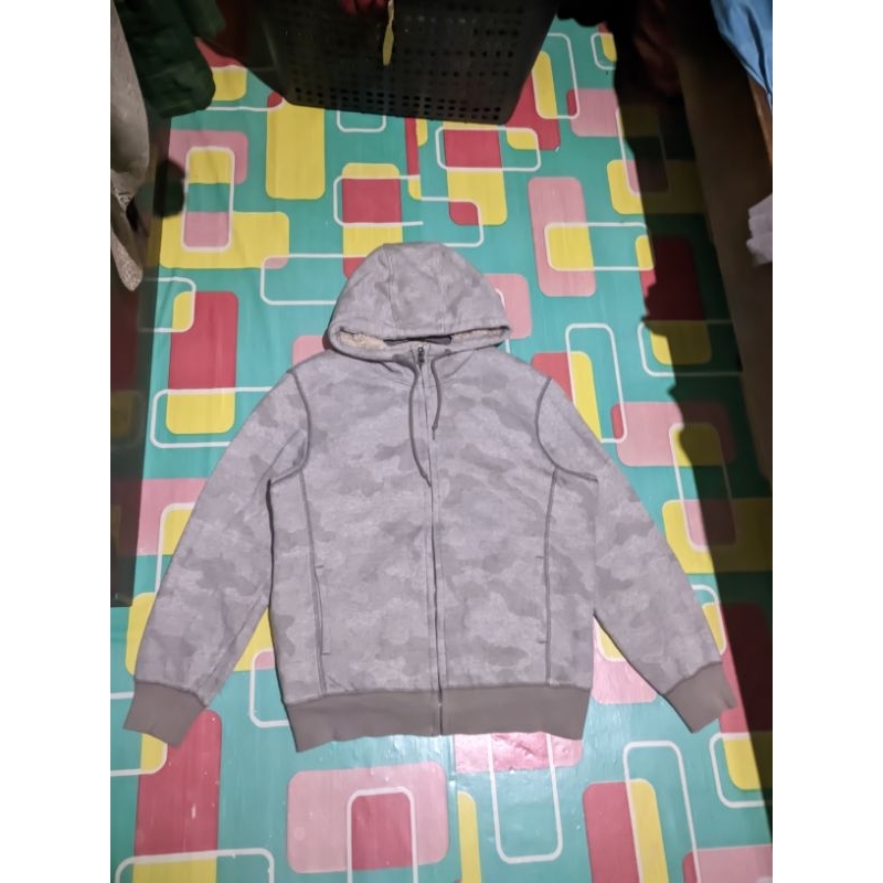 Hoodie zhiper uniqlo sherpa camo