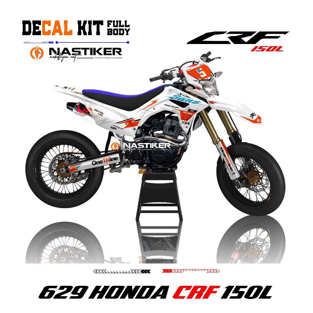 DECAL HONDA CRF 150L putih list oren - STIKER STICKER CRF 150 L FULL BODY