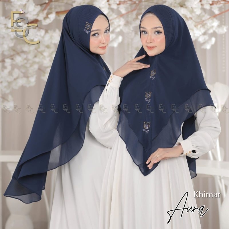 Khimar syari 2 layer aura | hijab syari | khimar swarovski | khimar payet 2 layer