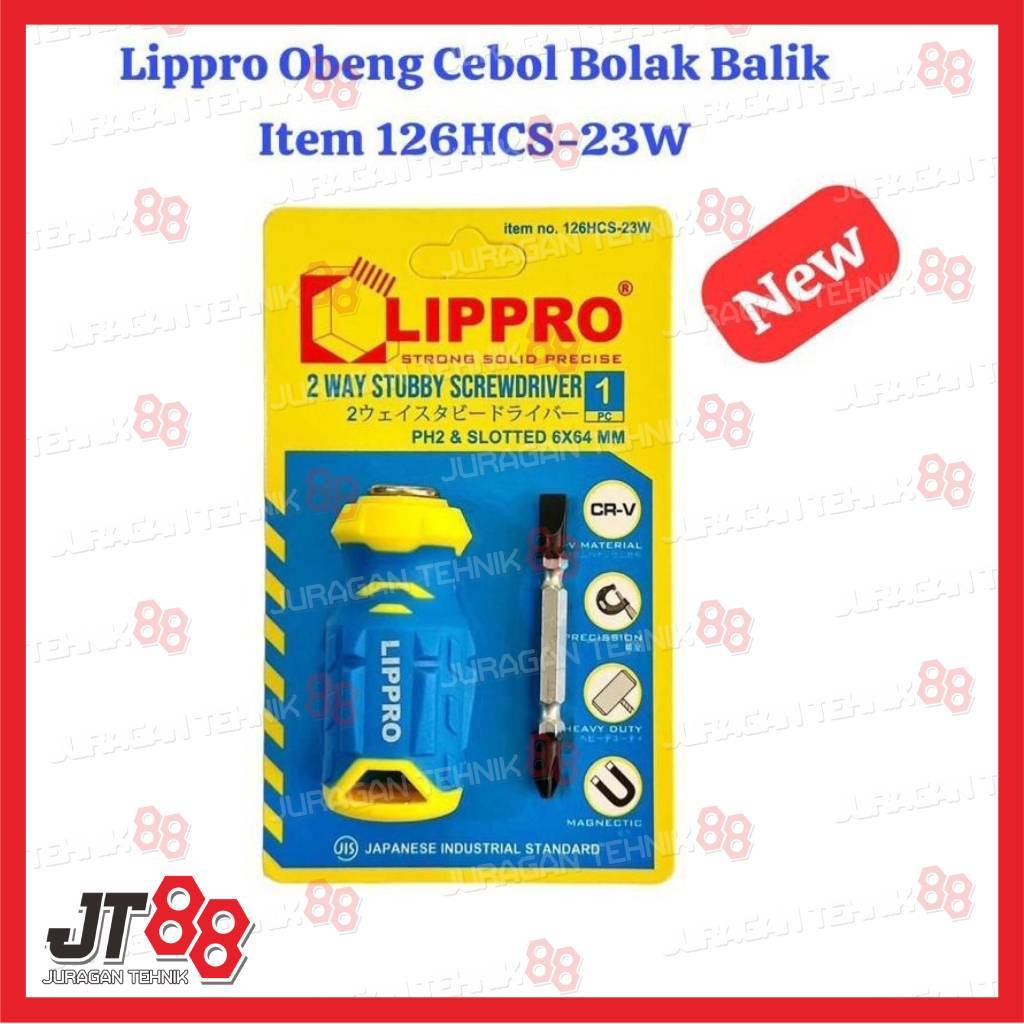 126HCS-23W Lippro Obeng Mini 2 Way - Obeng Cebol Bolak Balik Stubby