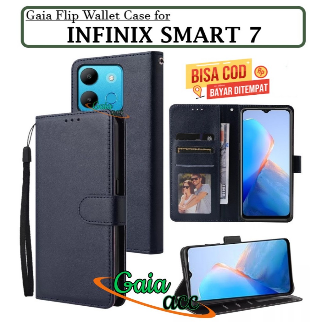 Flip leather case dompet kulit INFINIX SMART 7 casing dompet