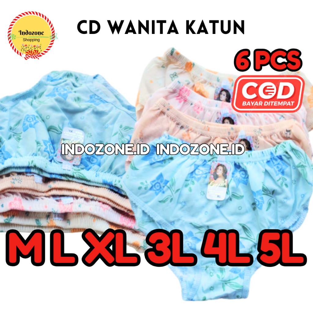 ISI 6 PCS Celana Dalam Wanita Katun CD Jumbo CD WANITA CANTIK MOTIF BUNGA