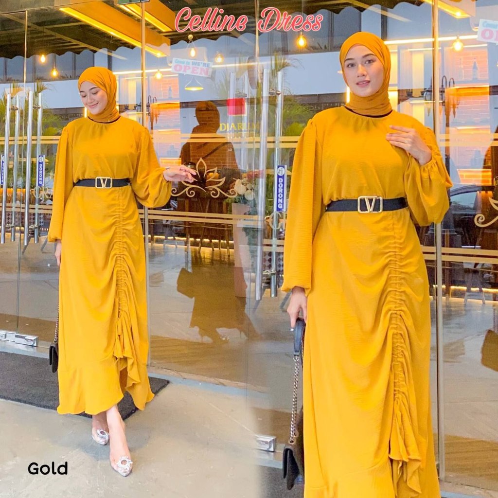 Fairyrozi Gamis Long Dress Celine Allsize Regular Size & Jumbo Bahan Crinkle Premium