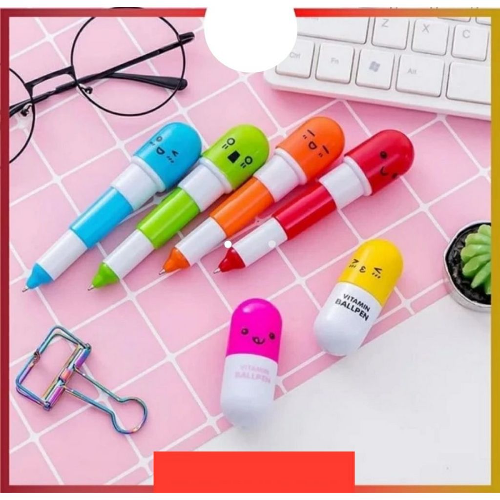

Pulpen Emoticon Vitamin/Pen Unik / Pena Kapsul / Pulpen Souvenir - Kuning