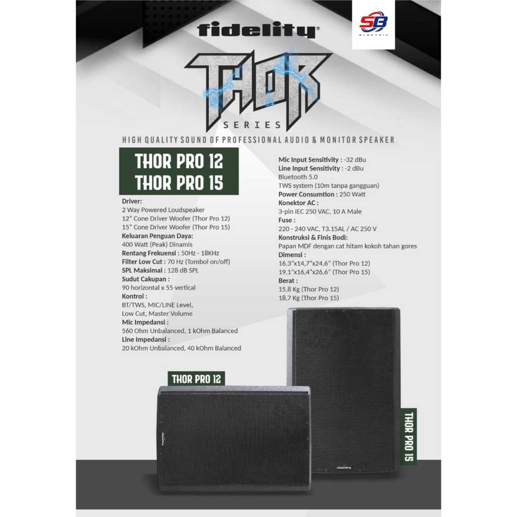 SPEAKER FIDELITY THOR PRO 12 GARANSI RESMI