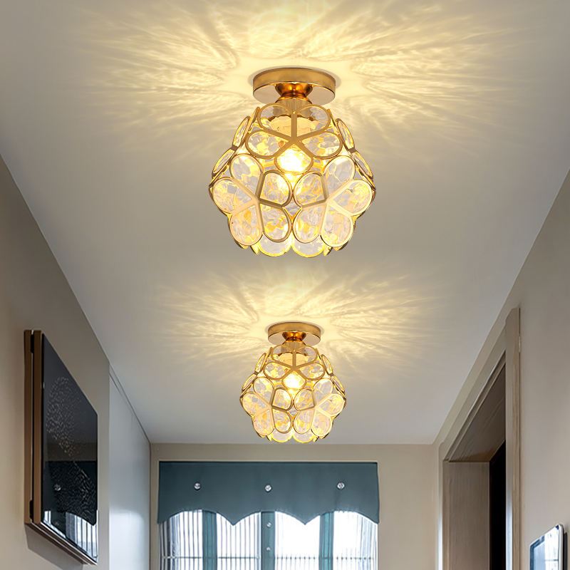 QH Lampu Plafon LED Kristal/Lampu Hias LED Plafon Bunga/Minimalis Lampu Gantung Kristal Bulat