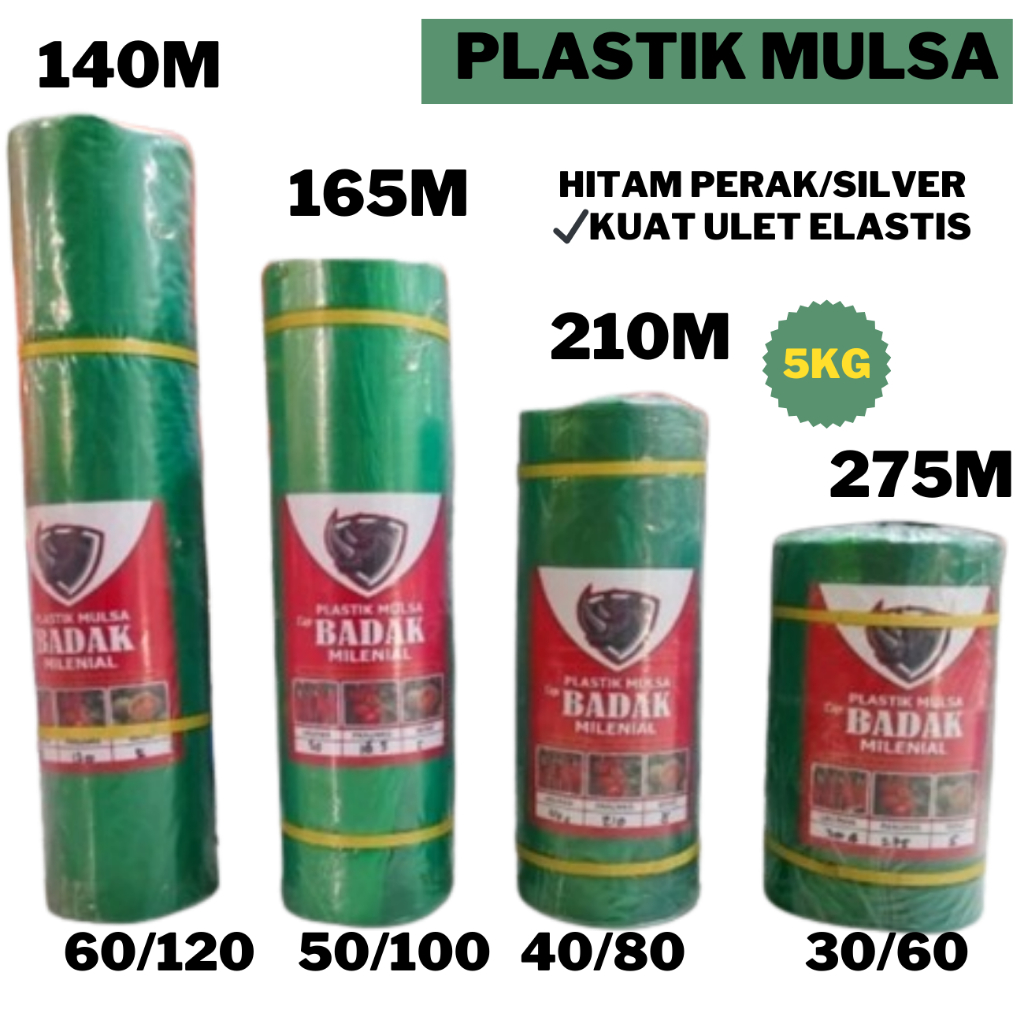 PLASTIK MULSA HITAM PERAK UKURAN LEBAR 120CM X PANJANG 140M