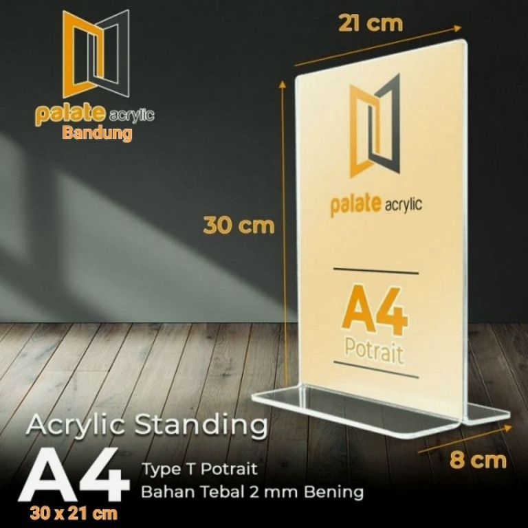 

KODE V29L ACRYLIC TENT CARD AKRILIK TENT HOLDER A4 T PORTRAIT 2mm