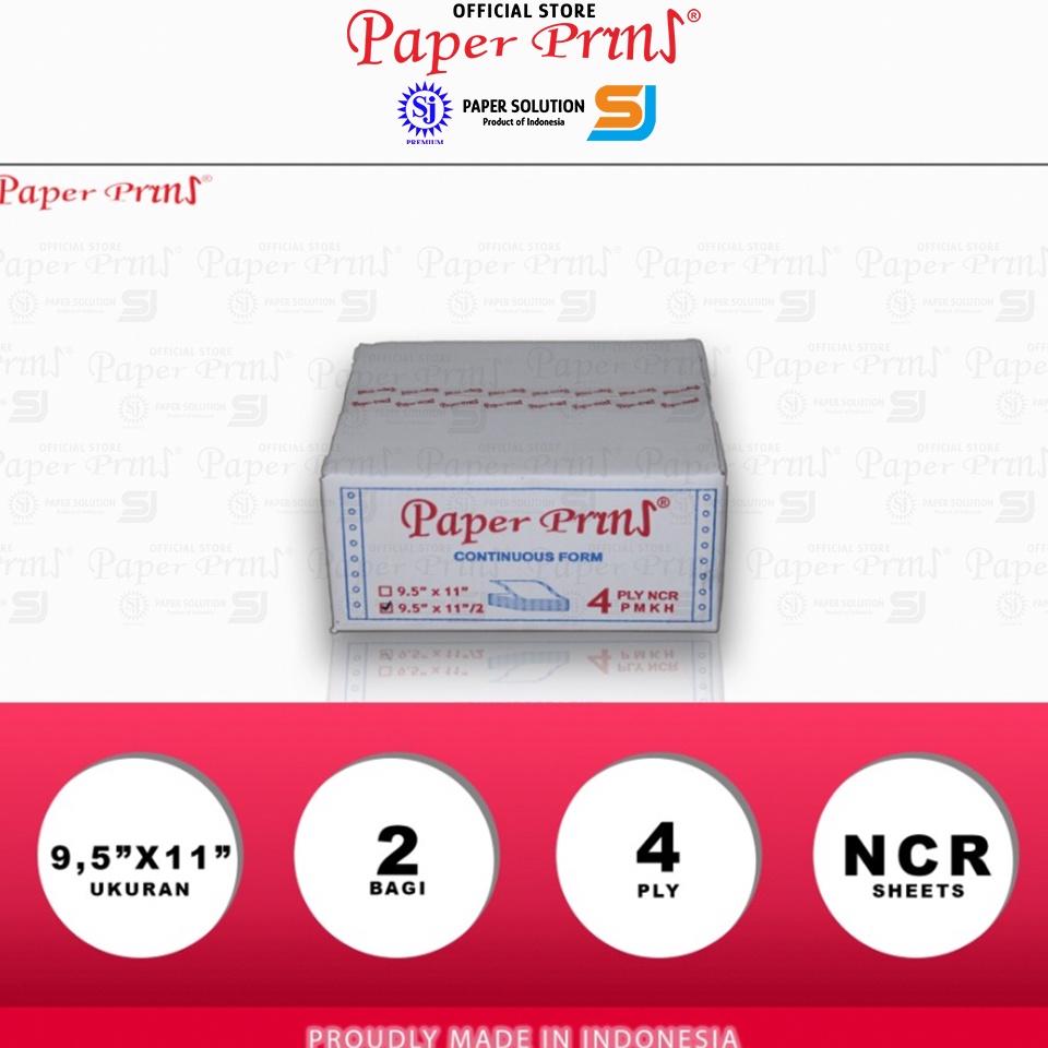 

KODE P6X Paperpryns Kertas Continuous Form 4PLY NCR PRS 95 x 112 Bagi 2