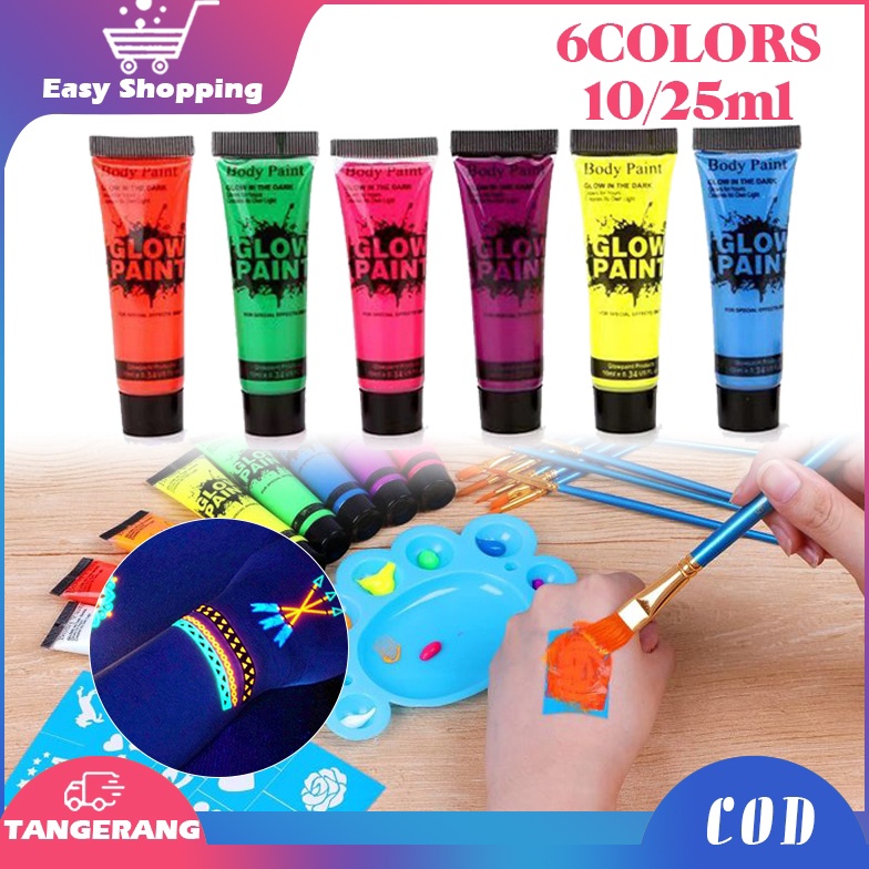 

KODE M13L 6pcs Body Face Painting Glow In The Dark 25ml Cat Wajah Painting Uv Face Paint Face Painting Murah Neon Night Fluorescent