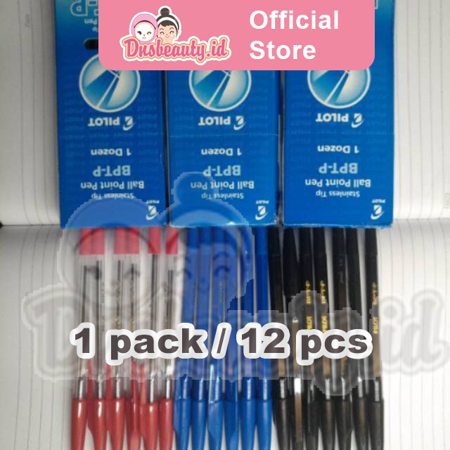 

1 pack 12 pcs Pulpen Pilot BPT-P Hitam Medium Point Stainless / Bolpoin pilot warna hitam merah biru / Pen pena