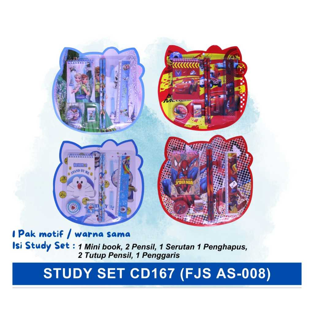 

Stationery Set/ Alat Tulis Set 8in1/ Paket Alat Tulis Anak Sekolah Karakter Lucu/ Alat Tulis Set Motif Souvenir Ulang Tahun