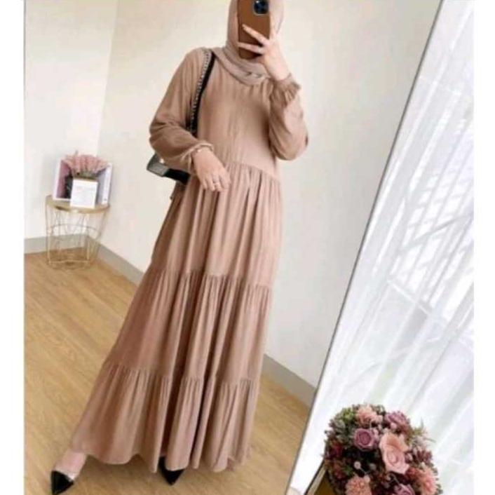 Gamis Susun Rayon Premium Kekinian Gamis Susun Rempel Terbaru