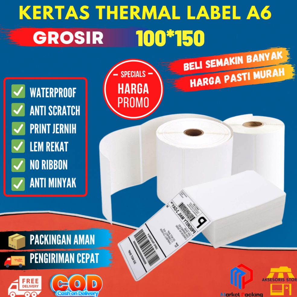 

KODE X76K KERTAS THERMAL 1X15 5PCS LIPAT LABEL STICKER BARCODE UKURAN A6
