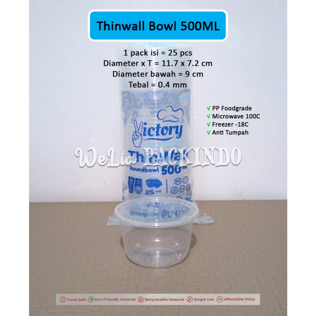Thinwall Bowl Bulat 500ml Victory DM / Food Container / Wadah Bulat Plastik