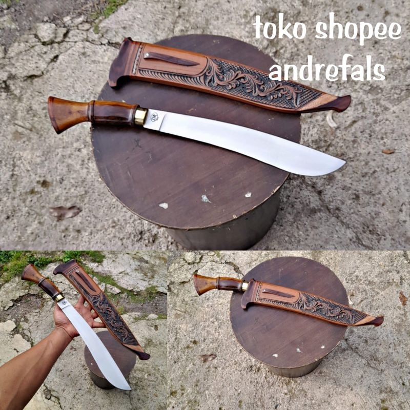 Golok Tebas Berkebun Bilah Baja Per Panjang 44 cm dengan Sarung Kayu