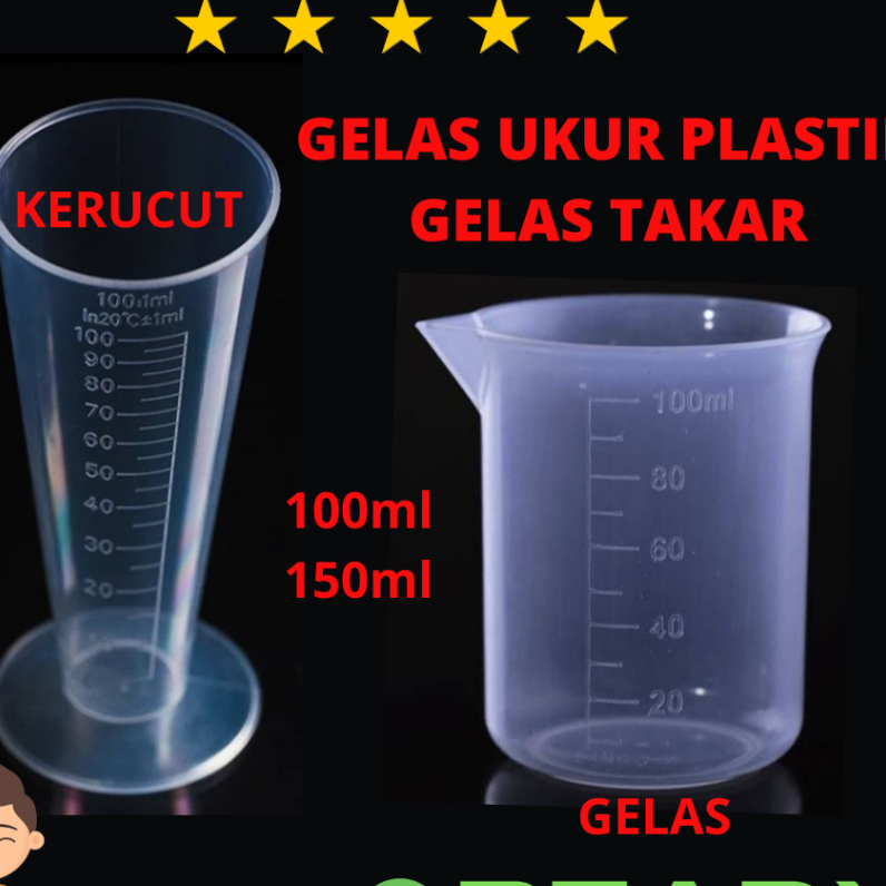 Gelas Takar Ukur 100ML 150ml Plastik Bening Transparan Measuring Cup Plastic Jigger
