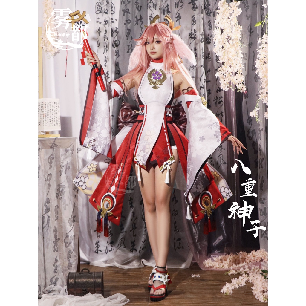 【wudu】 Genshin Impact cosplay Yae Miko cosplay costume and Yae Miko wig / Yae Miko shoes