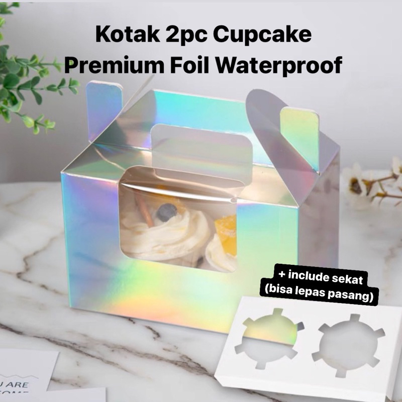 

Kemasan Kotak Cupcake muffin Foil 2 Sekat / Box Tenteng Kue Gradasi rainbow unicorn / Tempat Dus Sekat Cake Handle / Kraft paper packaging bakerman / Hampers Gift Hadiah Souvenir / Ultah ulang tahun birthday acara wedding graduation