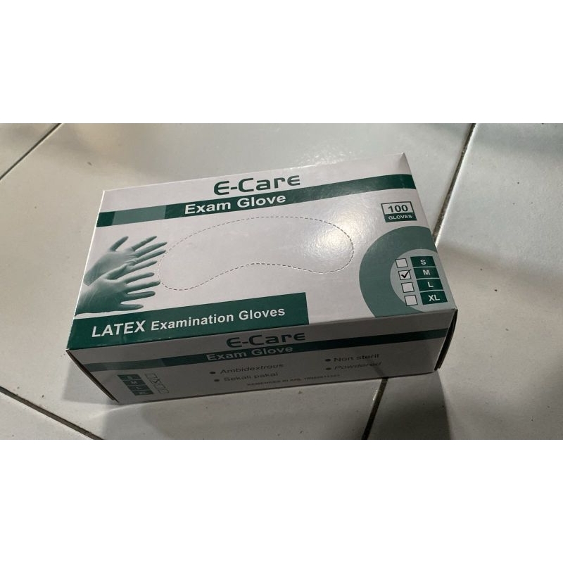 Sarung Tangan E CARE Latex Powder- Handscoon latex e-care isi 100pcs