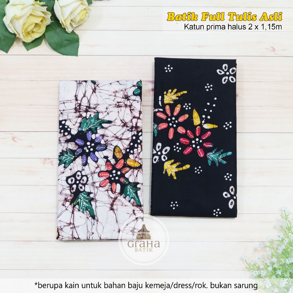 KAIN BATIK TULIS BAKARAN ASLI PATI BAHAN KATUN PREMIUM CEMARA HITAM PUTIH