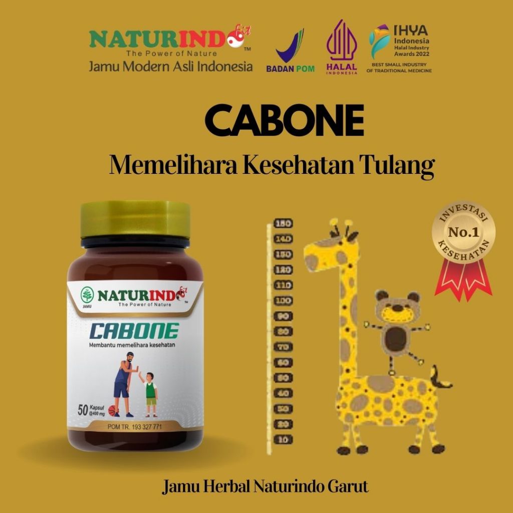 Cabone Naturindo-Jamu Herbal Peninggi Badan Obat Osteoporosis Tinggi Kalsium Nutrisi Kesehatan dan P