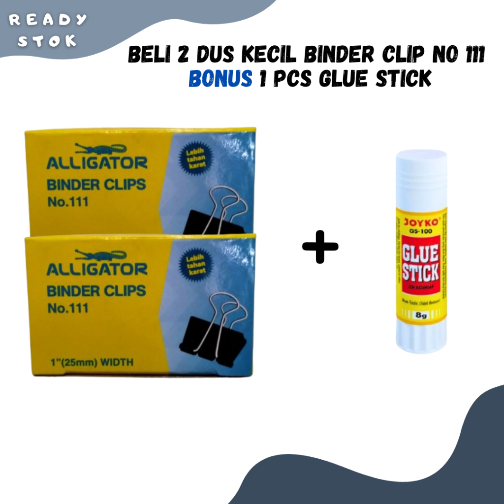 

BELI 2 GRATIS 1 / Binder Clip 111 Alligator / Glue Stick GS-100 Joyko