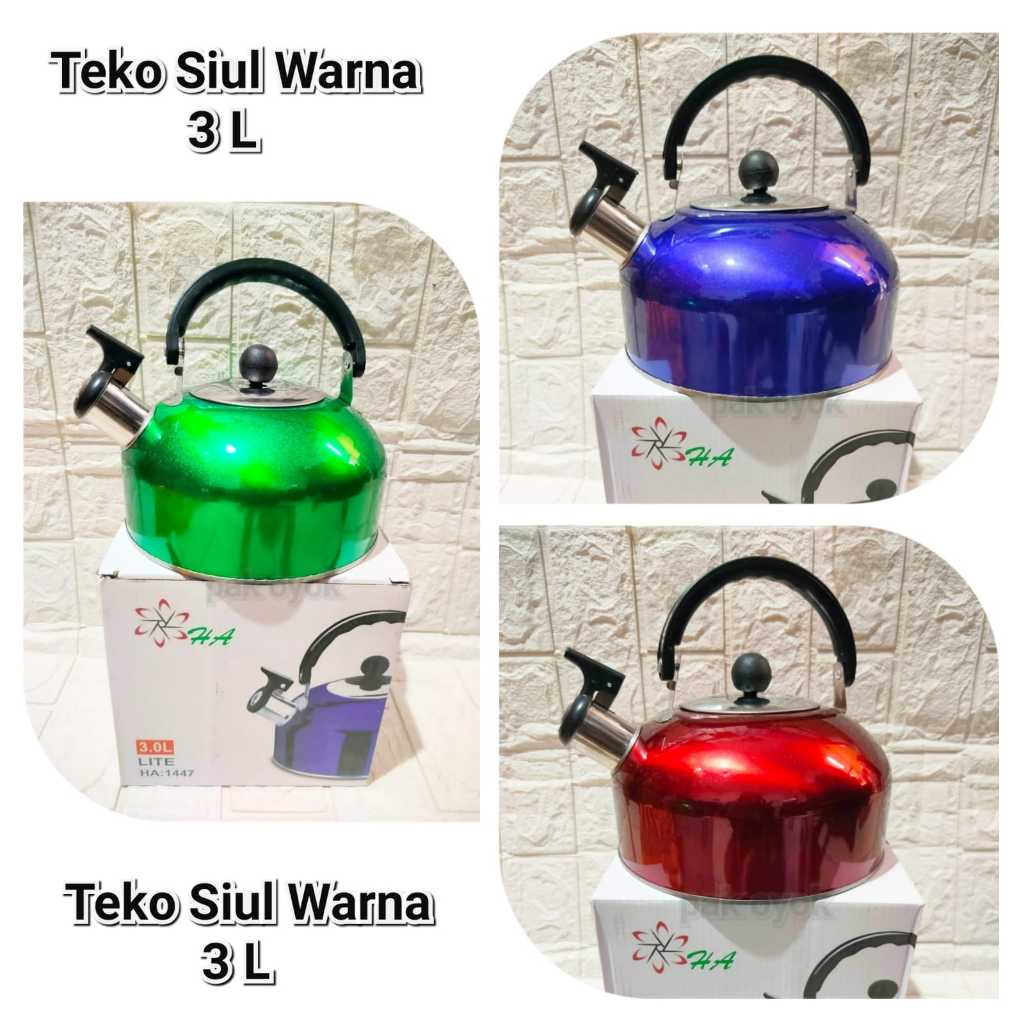 Teko Siul Warna 3 Liter / Teko Air / Ketel Siul / Teko Bunyi / Teko Rebus Air