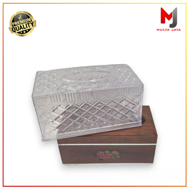 Mulya Jaya Paket Hemat Bundling Tempat Tissue Akrilik Tempat Tisu Kayu