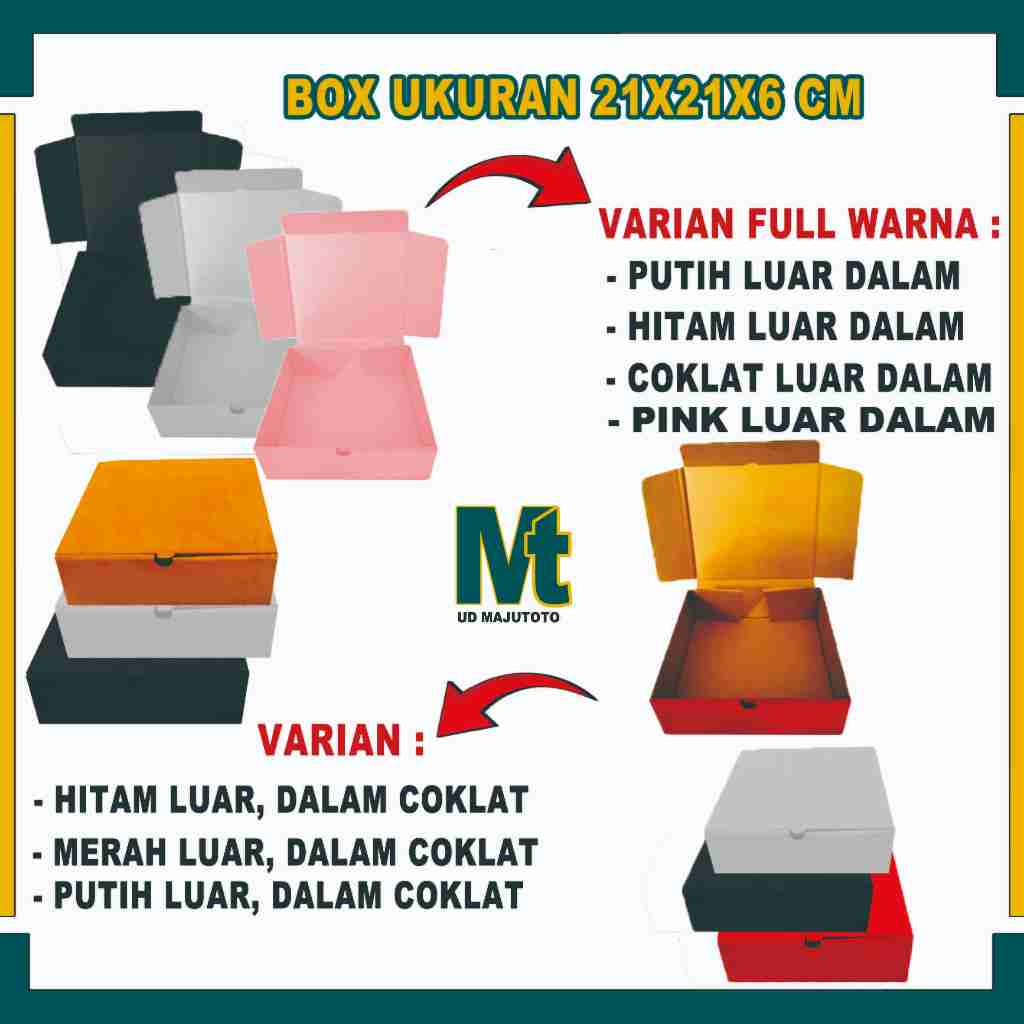 

Box 21x21x6 Cm/Box Lipat Depan/Box Hampers/Kardus Polos/Kotak Kado