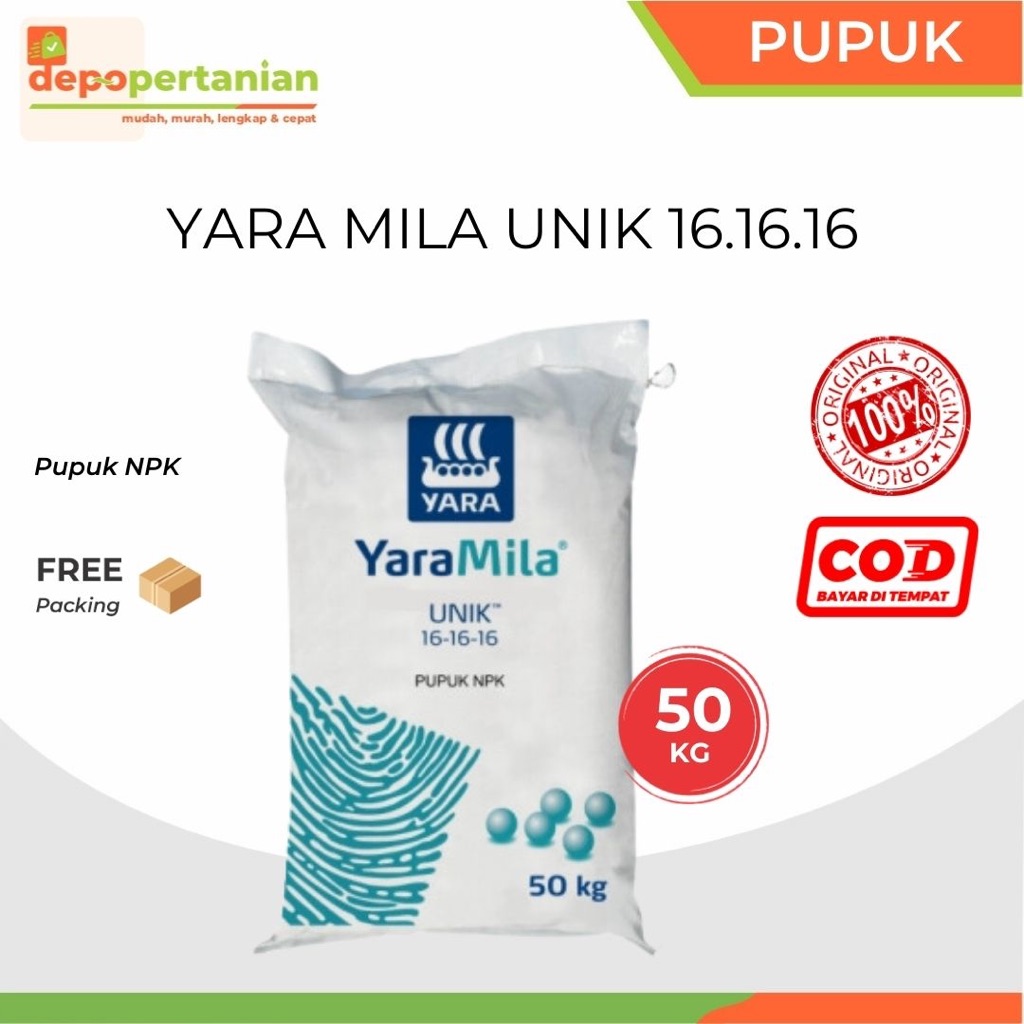 Depo Pertanian - Pupuk NPK Yara Mila Unik 50 kg Yaramila 16-16-16 Pupuk Masa Pertumbuhan Tanaman